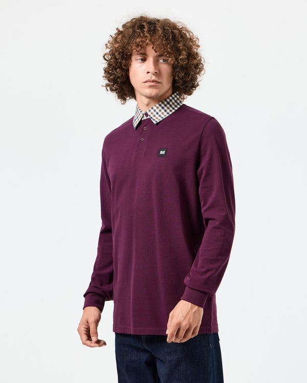 Walker Long Sleeve Polo Shirt Acai Berry/Mid House Check