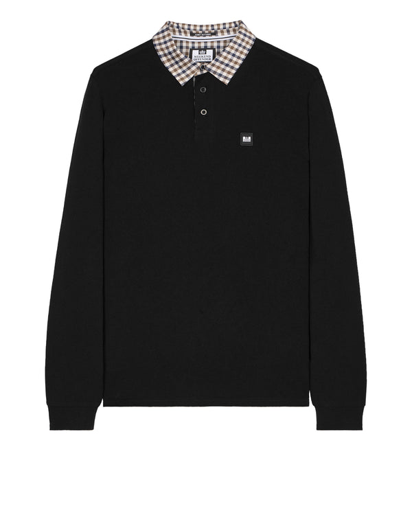 Walker Long Sleeve Polo Shirt Black/Mid House Check