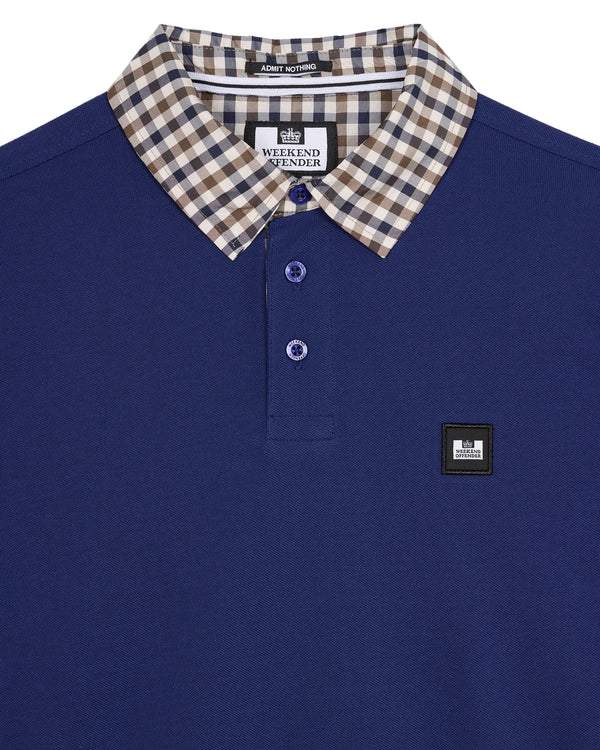 Walker Long Sleeve Polo Shirt Bright Navy/Mid House Check