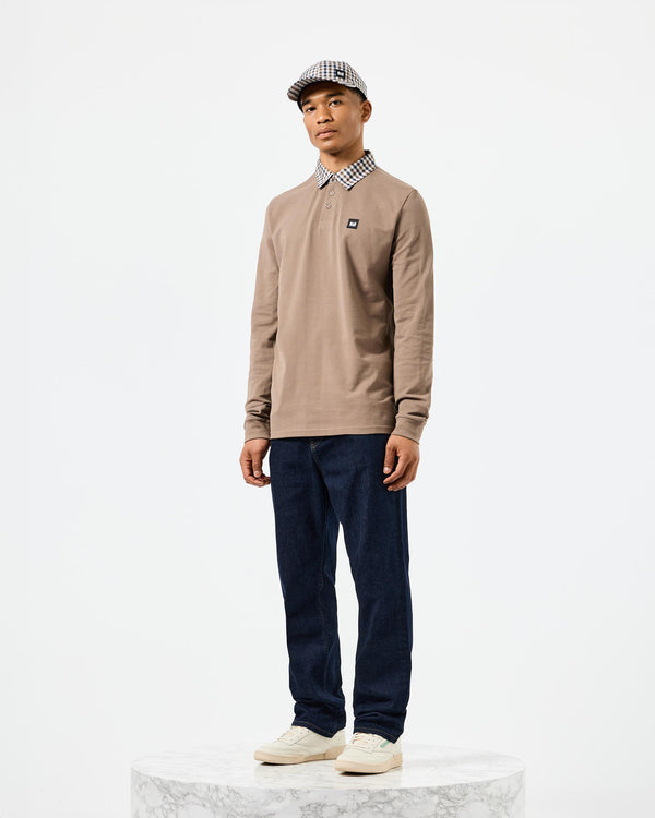 Walker Long Sleeve Polo Shirt Mocha Brown/Mid House Check