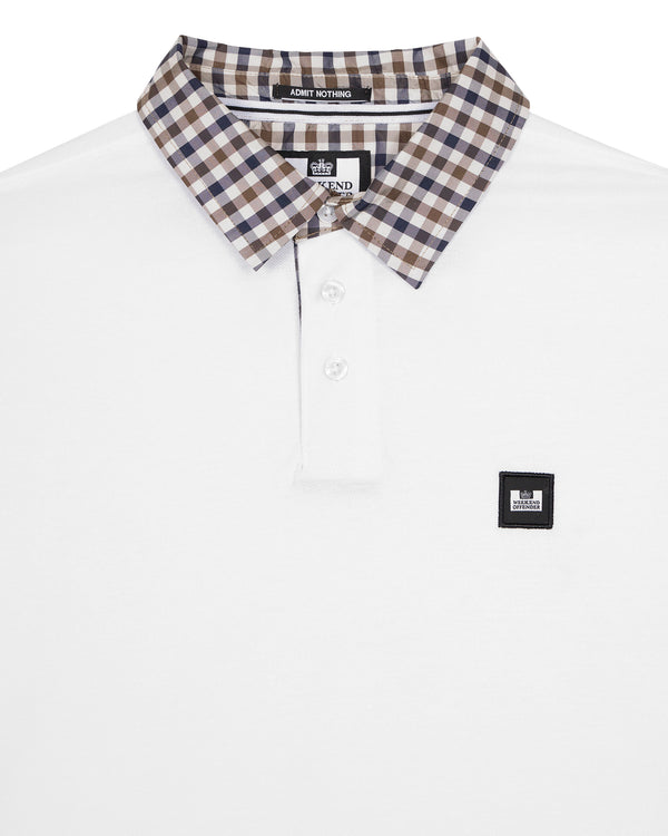 Walker Long Sleeve Polo Shirt White/Mid House Check