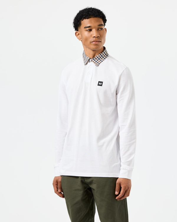 Walker Long Sleeve Polo Shirt White/Mid House Check