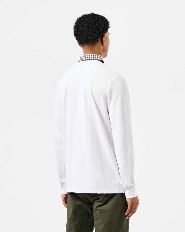 Walker Long Sleeve Polo Shirt White/Mid House Check