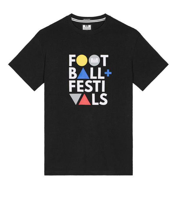 Große Größen - T-Shirt mit Grafik „Football + Festivals“ in Schwarz