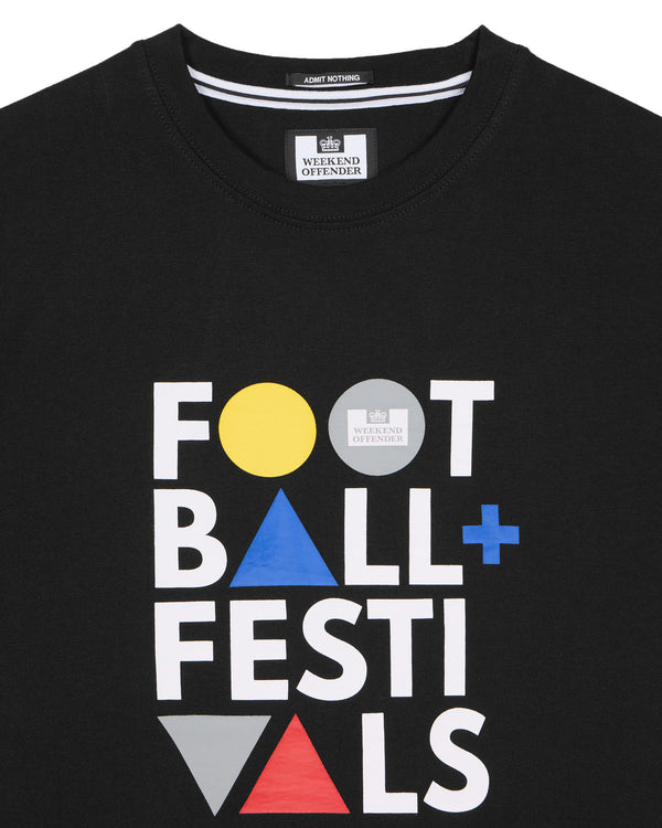 Große Größen - T-Shirt mit Grafik „Football + Festivals“ in Schwarz