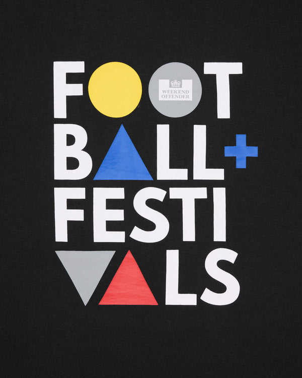 Große Größen - T-Shirt mit Grafik „Football + Festivals“ in Schwarz