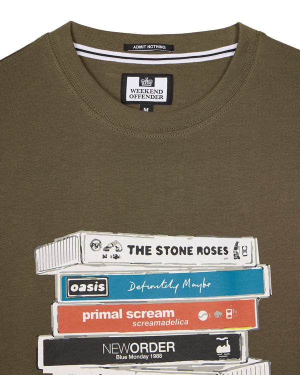 Cassettes Graphic T-Shirt Castle Green