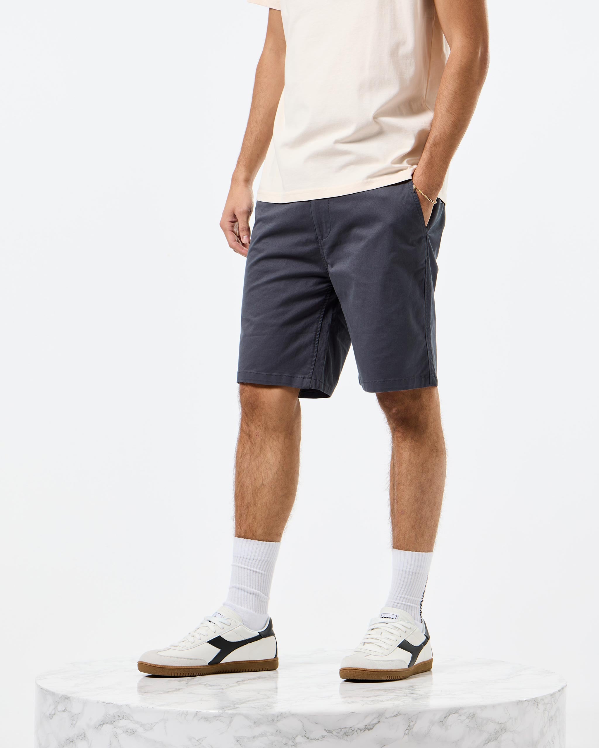katoenen Portofino korte broek effen donkerblauw katoenen Portofino korte broek effen donkerblauw
