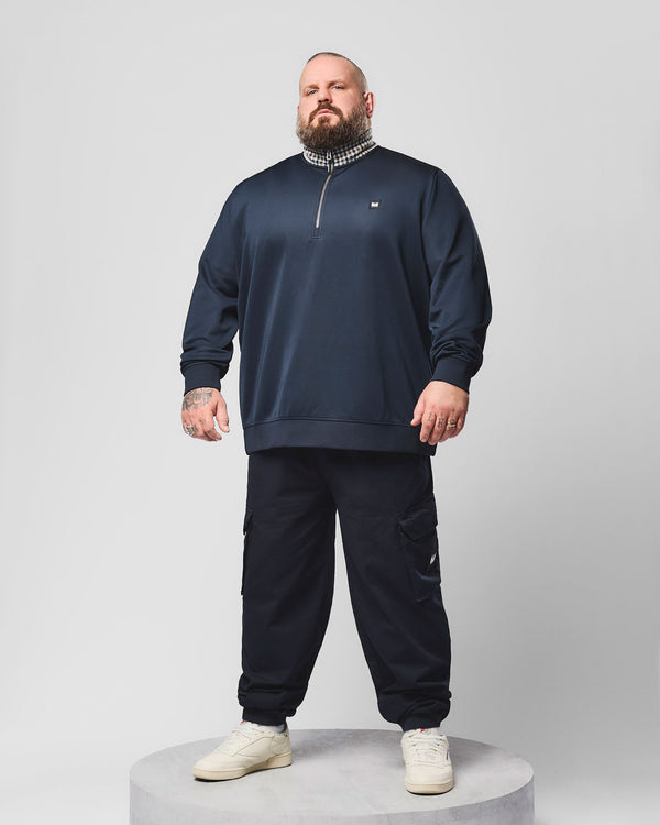 Taglie forti - Felpa Henson con cerniera a un quarto blu navy