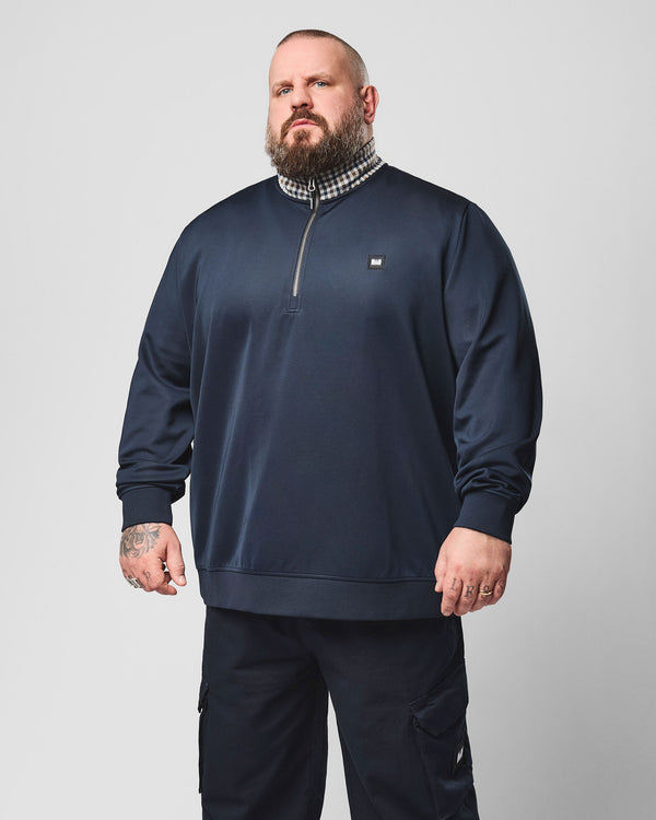 Taglie forti - Felpa Henson con cerniera a un quarto blu navy