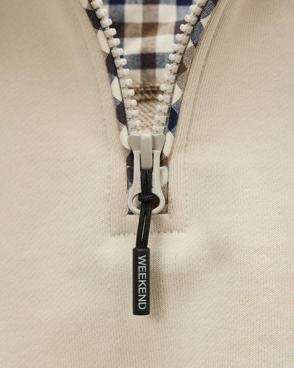 Felpa con zip a un quarto Matisa Cemento