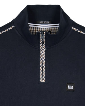 Matisa Quarter Zip Sweatshirt Navy/House Check