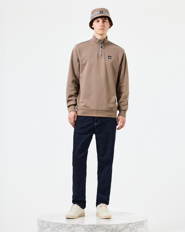 Matisa Quarter Neck Sweatshirt Mocha Brown/Mid House Check