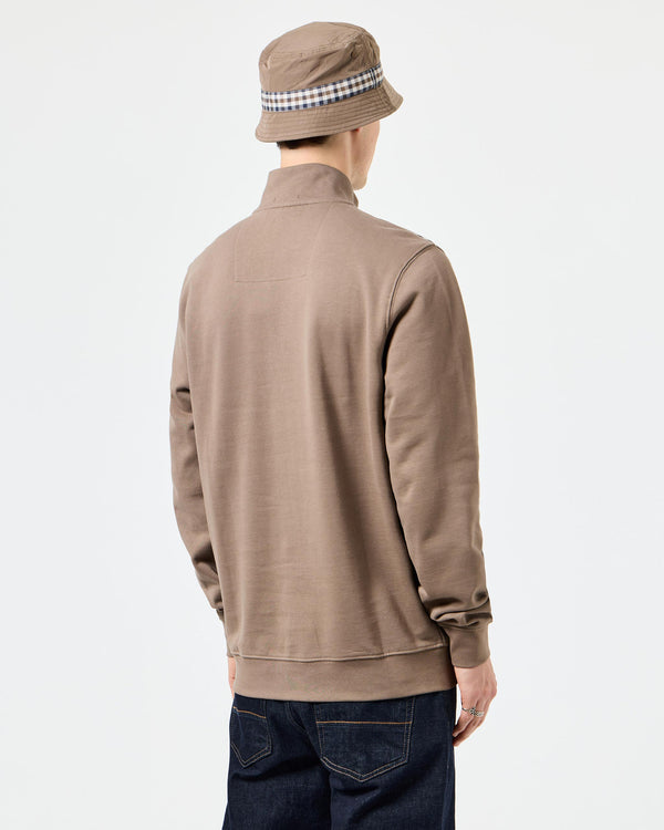 Matisa Quarter Neck Sweatshirt Mocha Brown/Mid House Check