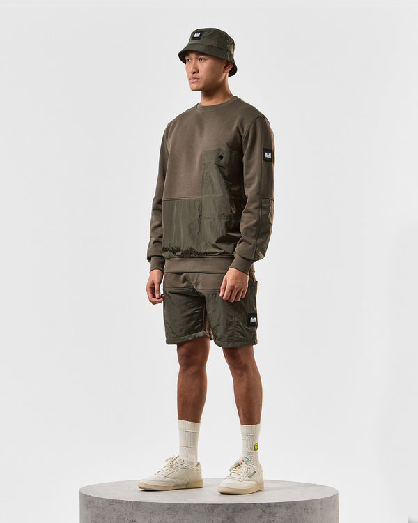 Azeez Parachute Pocket Shorts Castle Green