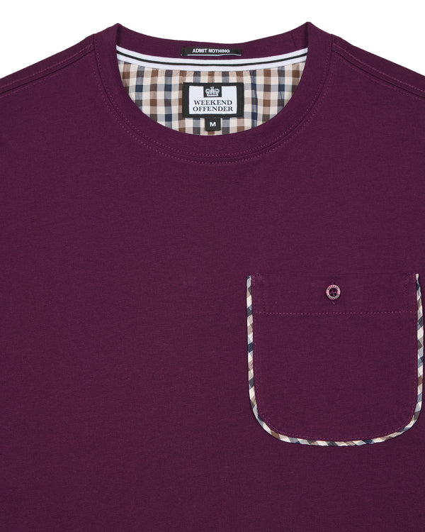 Sutton Pocket T-Shirt Acai Berry/Mid House Check