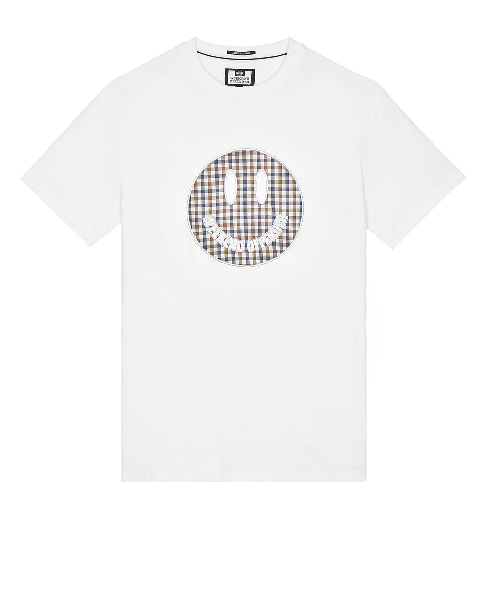 Tambay Smiley T-Shirt White/Mid House Check – Weekend Offender