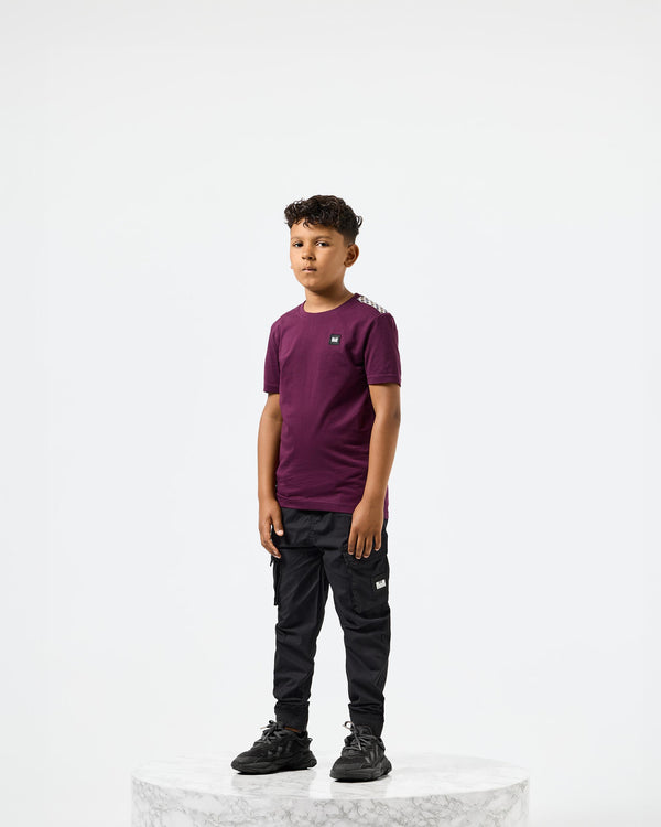 Kids Diaz T-Shirts Acai Berry/Mid House Check