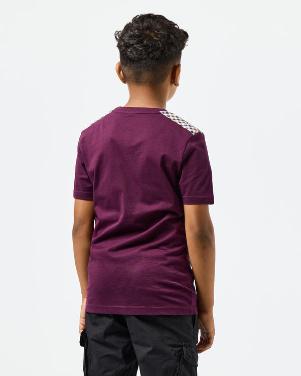 Kids Diaz T-Shirts Acai Berry/Mid House Check