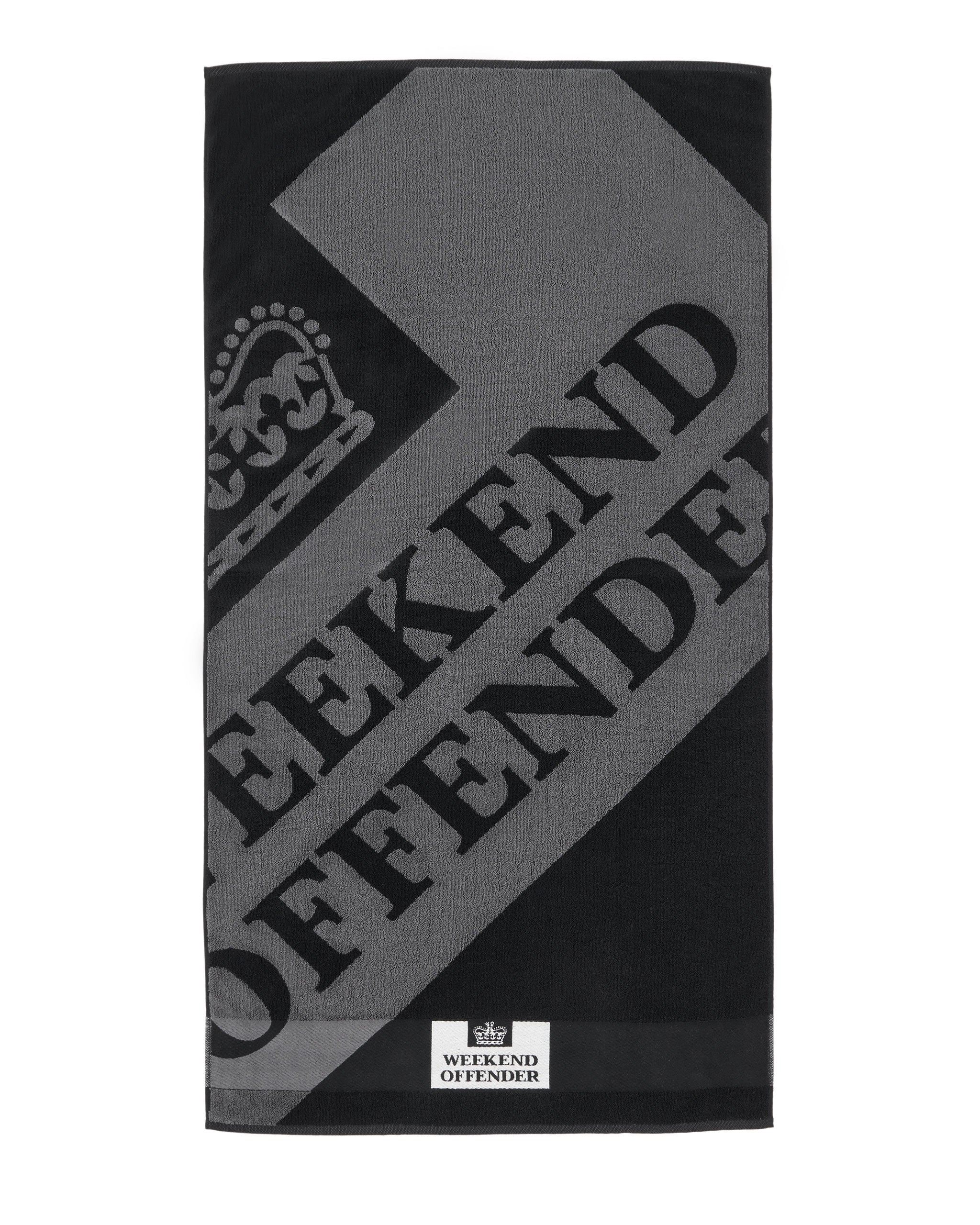 Beach Towel Black Grey Large Diagonal Logo