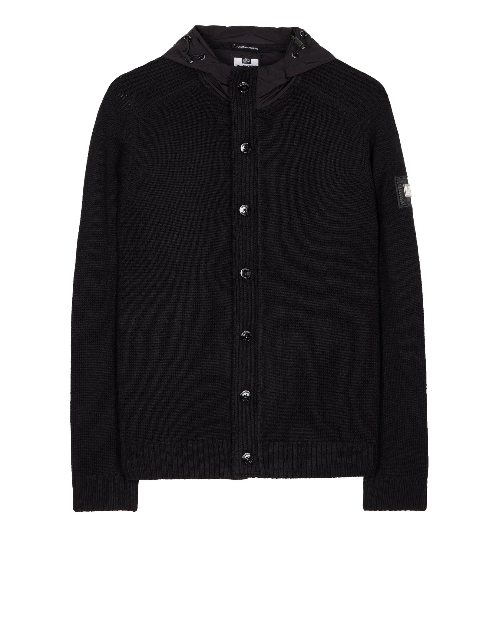 Toledo Knitted Button Hoodie Black