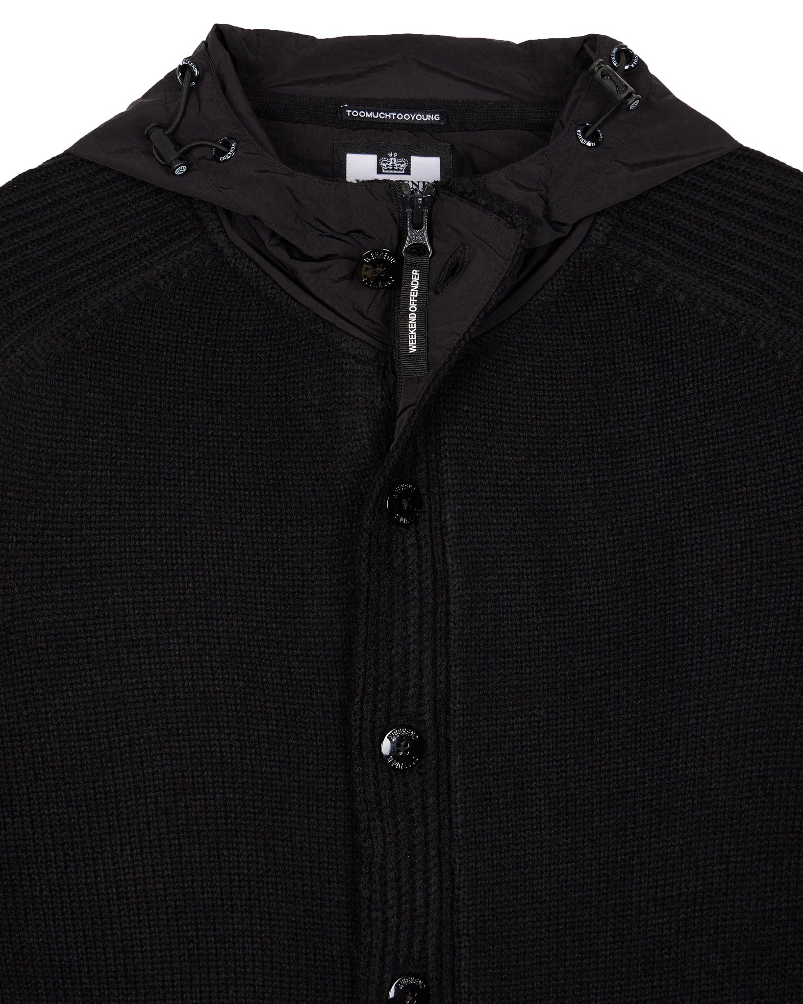 Toledo Knitted Button Hoodie Black